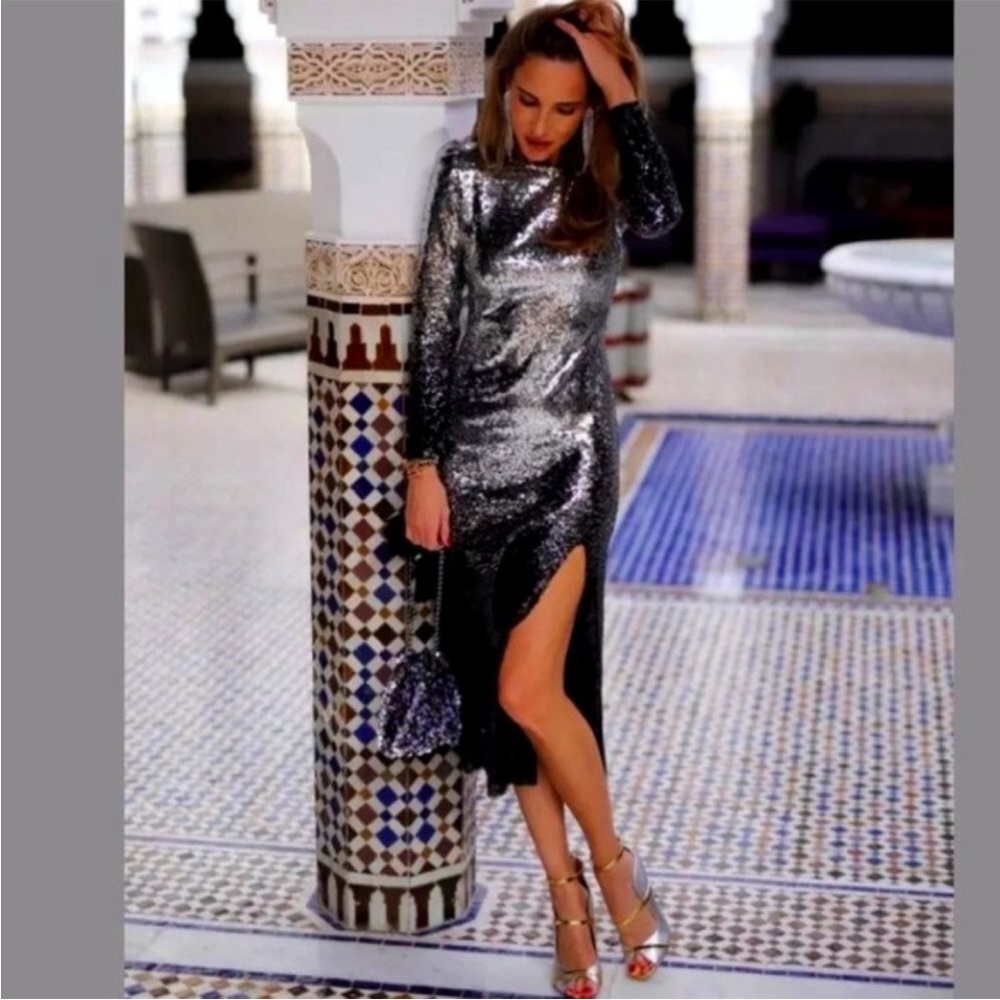Zara ombre sequin midi dress